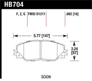 Toyota Matrix Brake Pads - Front - Hawk Performance - Ceramic - `10-`13